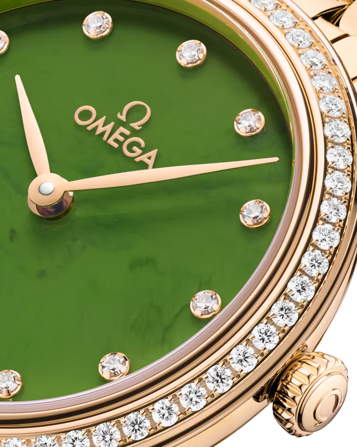Omega De Ville Prestige 27.5mm Green jade Dial with Diamonds 18k Yellow Gold Strap 434.55.28.60.99.001 - Image 3