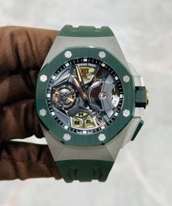 Alternative view of Audemars Piguet Royal Oak Concept 44mm 26589IO.OO.D056CA.01 Flying Tourbillon GMT Titanium Green Ceramic