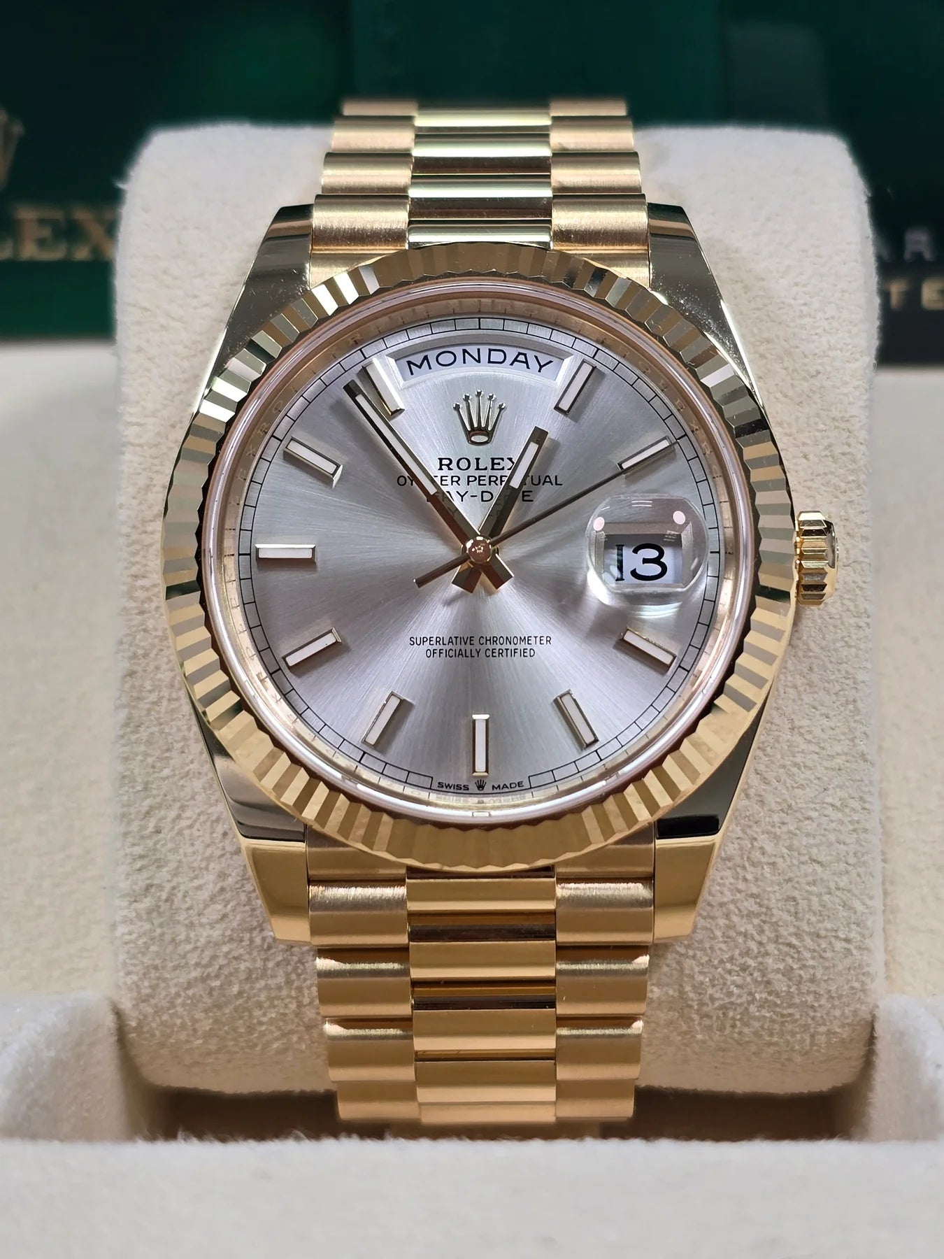 Rolex Day-Date President 40mm Yellow Gold Silver Index Dial - 228238 - Image 2
