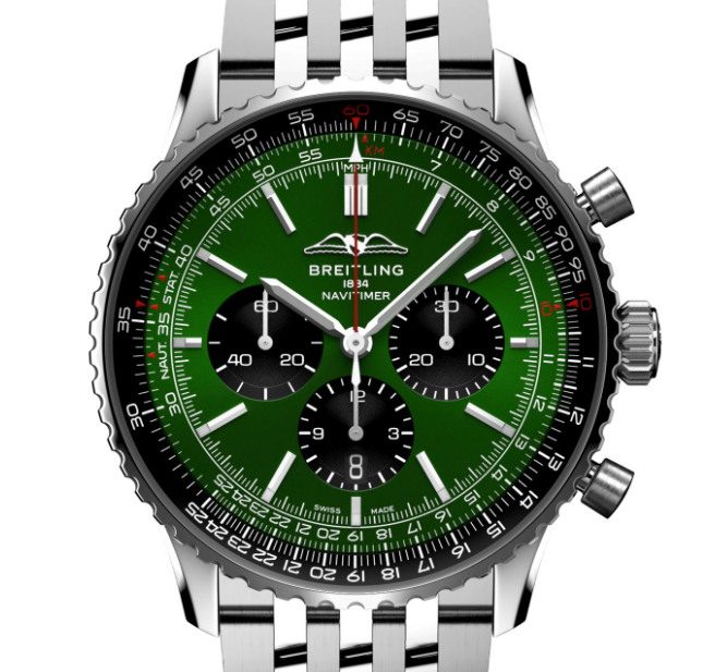 【VIP Advanced customized version�?-Breitling AB0137241L1A1 Navitimer B01 Green Dial - Νew - Image 3