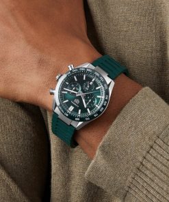 Alternative view of TAG Heuer Carrera Chronograph 44mm Mens Watch Green Rubber CBN2A1N.FT6238