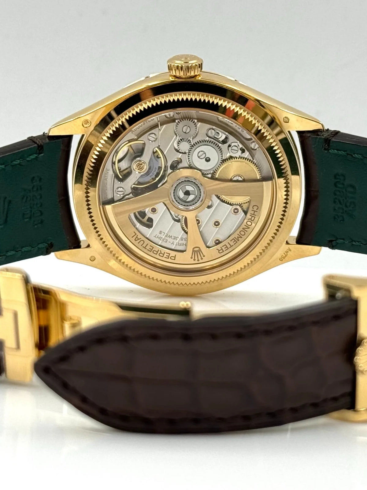 Rolex 1908 Yellow Gold White Dial Brown Alligator Strap - 52508-0006 - Image 6