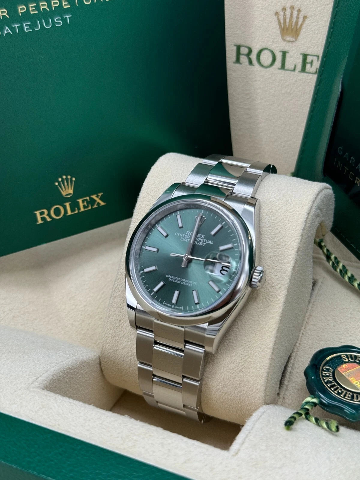 Rolex Datejust 36mm 126200 Mint Green Dial Stainless Steel Oyster Bracelet Watch - Image 7