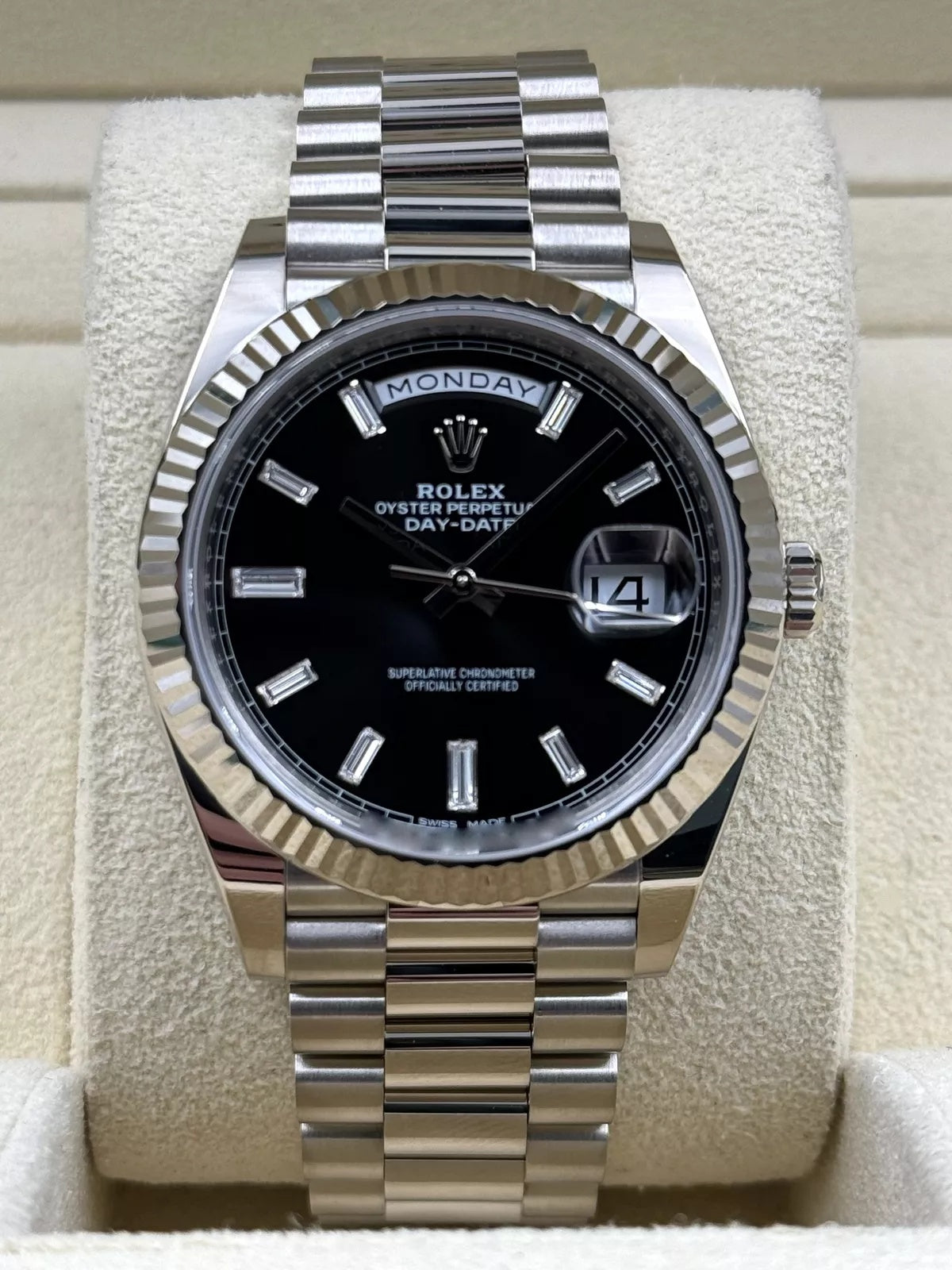 Rolex Day-Date President 40mm White Gold Black Diamond Baguette Dial - 228239 - Image 5