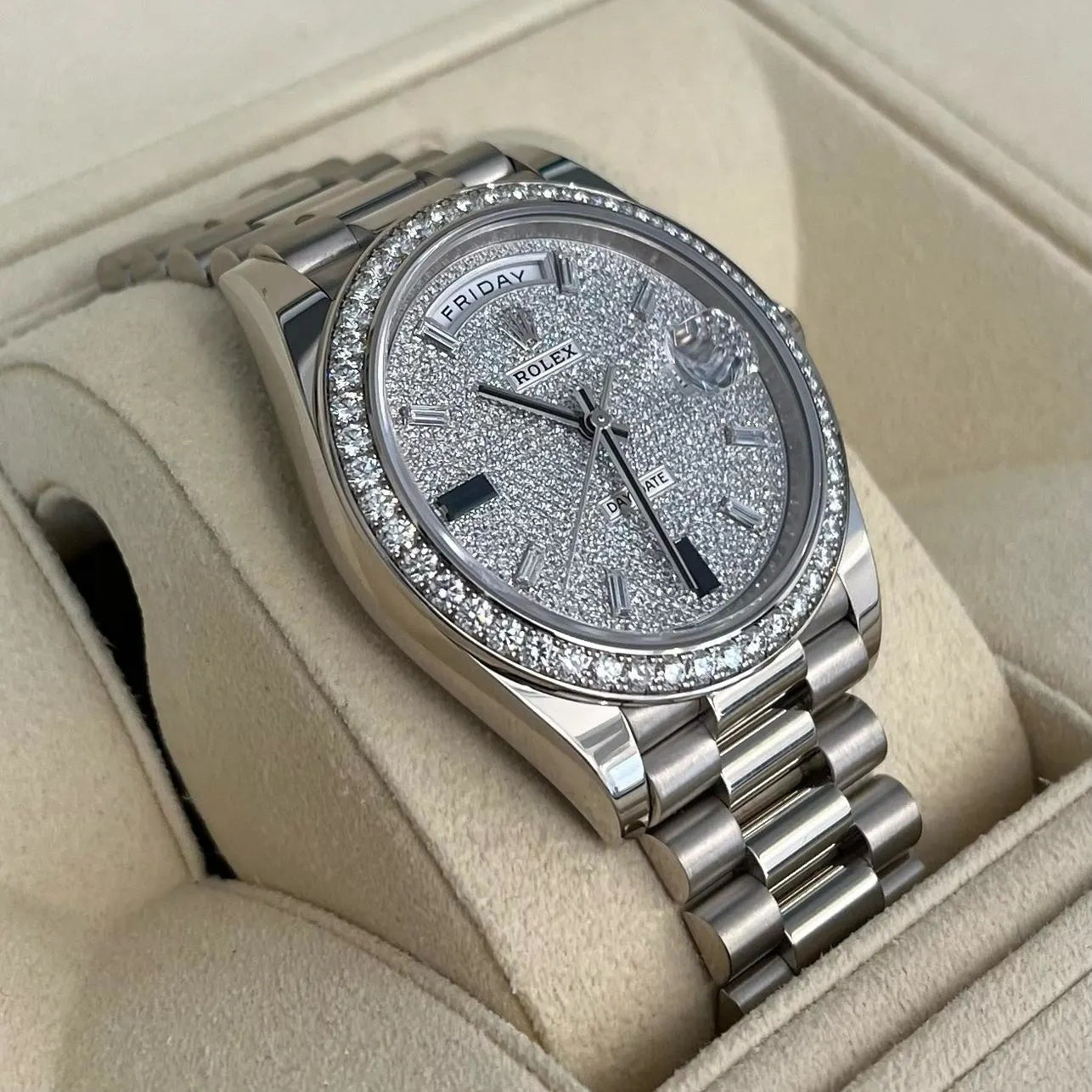 Rolex 228349RBR-0036 Day-Date 40mm 18k White Gold Paved With Diamonds Watch - Image 3