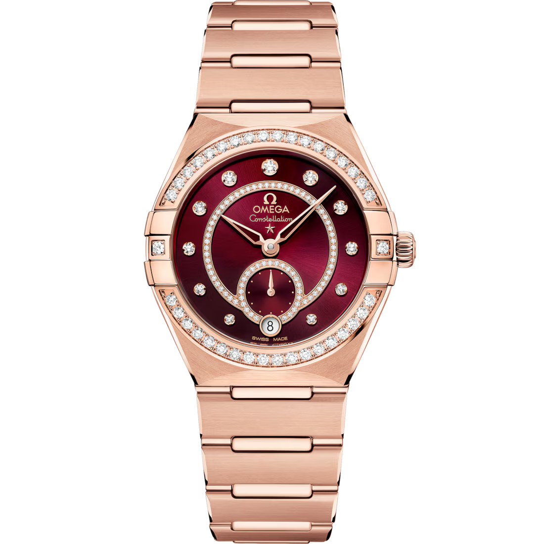 Omega Constellation 34mm Red Dial with Diamonds Sedna�?18k Rose Gold Bracelet 131.55.34.20.61.001