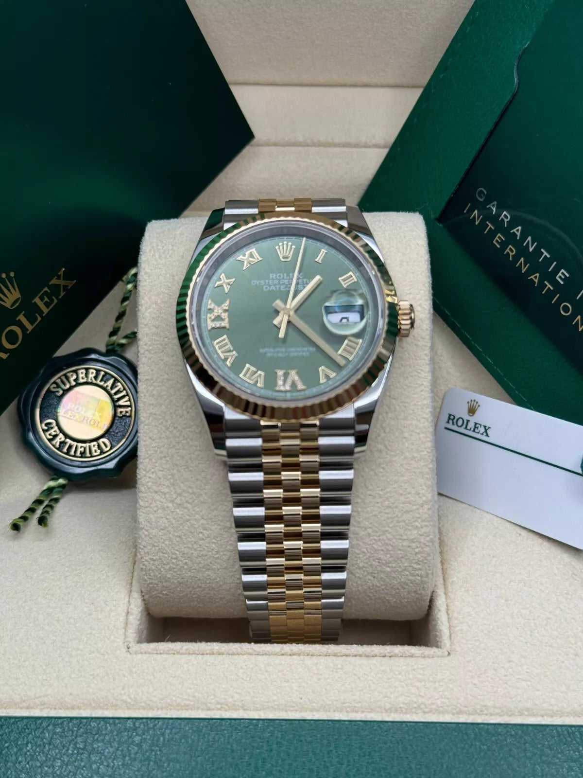 Rolex Datejust 36mm 126233 Olive-green Roman Diamond Dial Two-Tone Jubilee Bracelet - Image 5