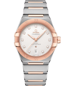 Omega Constellation 39mm Silver Dial with Diamonds Stainless Steel and Sedna�?18k Rose Gold Bracelet 131.20.39.20.52.001