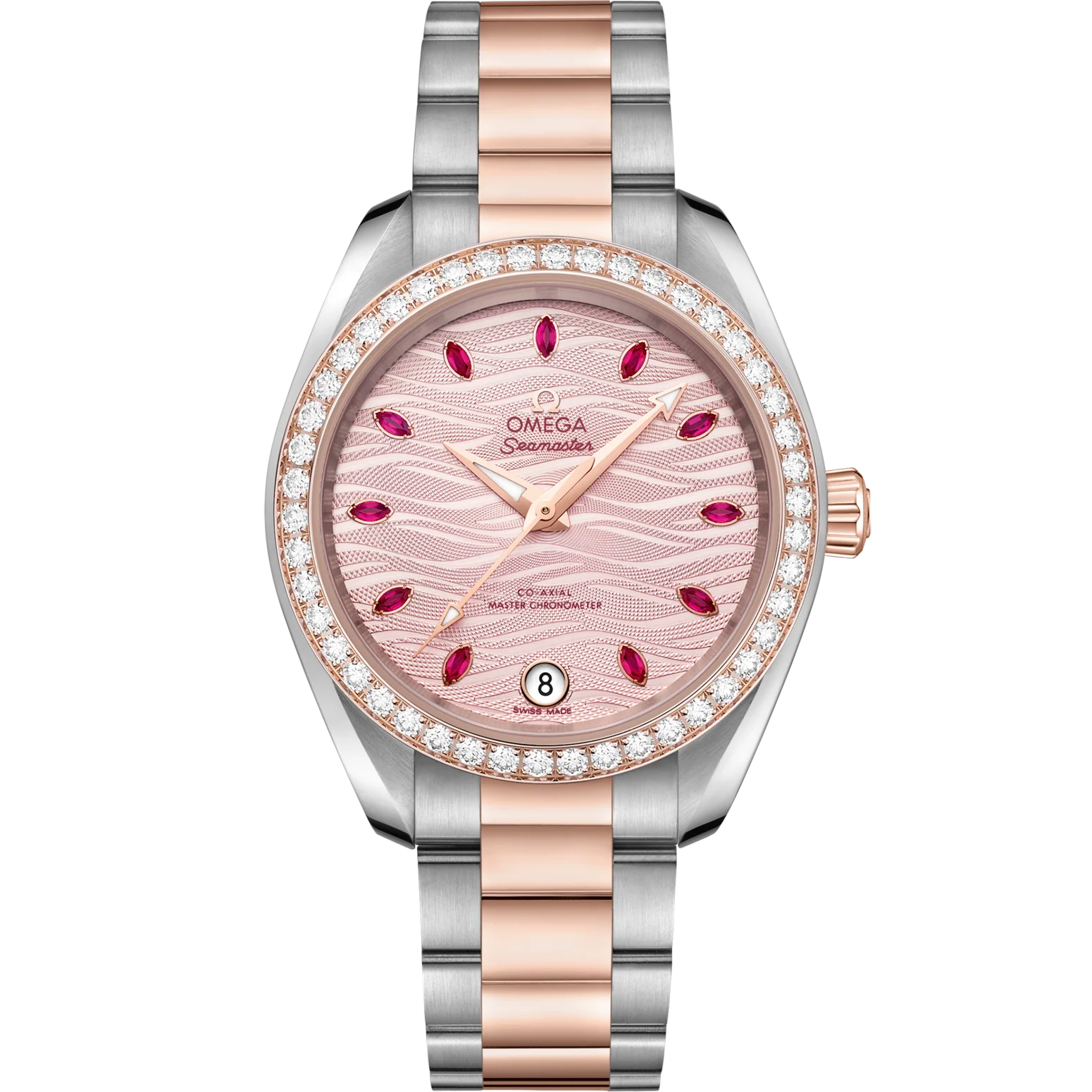 Omega Seamaster Aqua Terra 150M 34 mm Pink Dial with Diamonds Stainless Steel and Sedna�?18k Rose Gold Bracelet 220.25.34.20.60.001