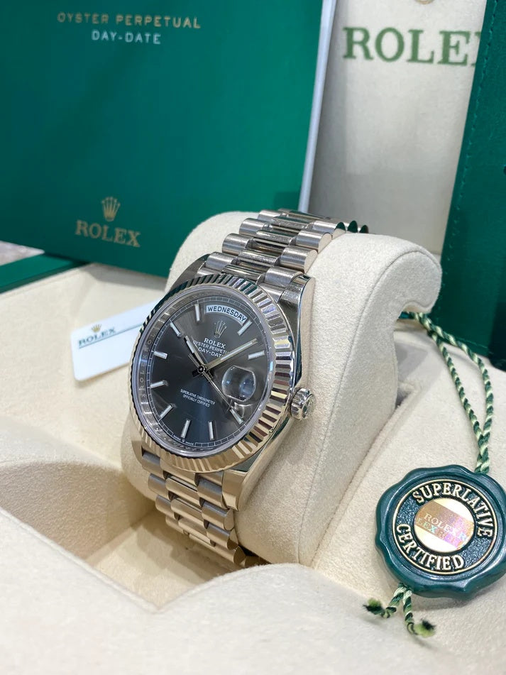 Rolex Day-Date President 40mm White Gold Grey Rhodium Index Dial - 228239 - Image 3