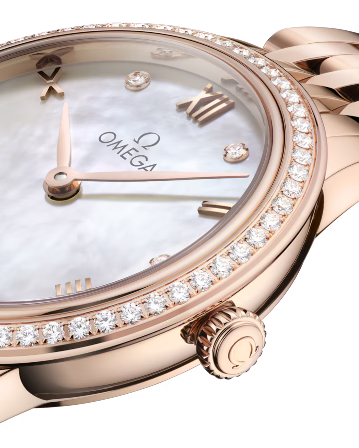 Omega De Ville Prestige 27.5mm White Dial with Diamonds Sedna 18k Rose Gold Bracelet 434.55.28.60.55.001 - Image 2