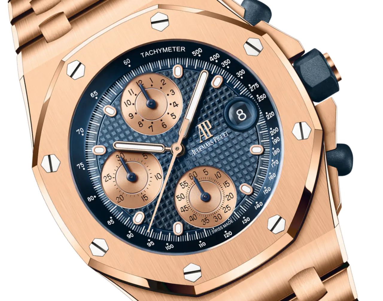 Audemars Piguet OFFSHORE Pink Gold Blue Dial CHRONOGRAPH 42mm 26238OR.OO.2000OR.01 - Image 4
