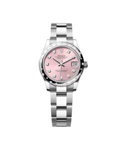 Rolex Datejust m278344-0033/0034 Pink Dial 31mm Domed Diamond Oyster Watch