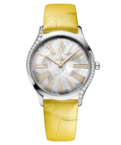 Omega De Ville Trésor quartz silver dial yellow leather strap 36mm 428.18.36.60.02.002