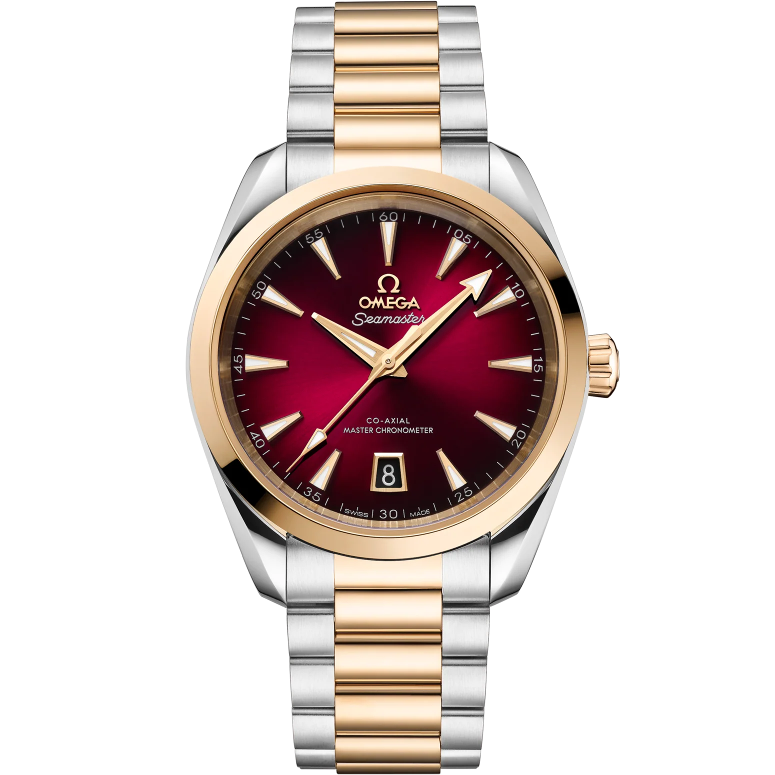 OMEGA Seamaster Aqua Terra 41 mm Red Dial Stainless Steel and Sedna�?18k Yellow Gold Bracelet 220.20.38.20.10.002