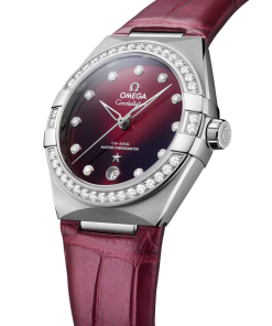 Alternative view of Omega Constellation 36mm Red Dial with Diamonds Stainless Steel Strap 131.18.36.20.61.001