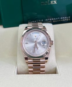 Alternative view of Rolex Day-Date President 40mm Everose Gold Sundust Diamond Baguette Dial - 228235