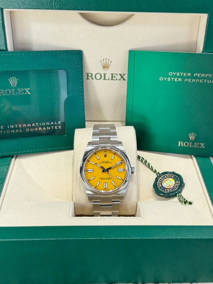 Rolex Oyster Perpetual 41mm 124300-0004 Yellow Dial - Image 8