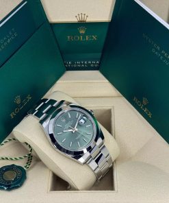 Alternative view of Rolex Datejust 41mm 126300 Mint Green Dial Stainless Steel Oyster Bracelet Watch