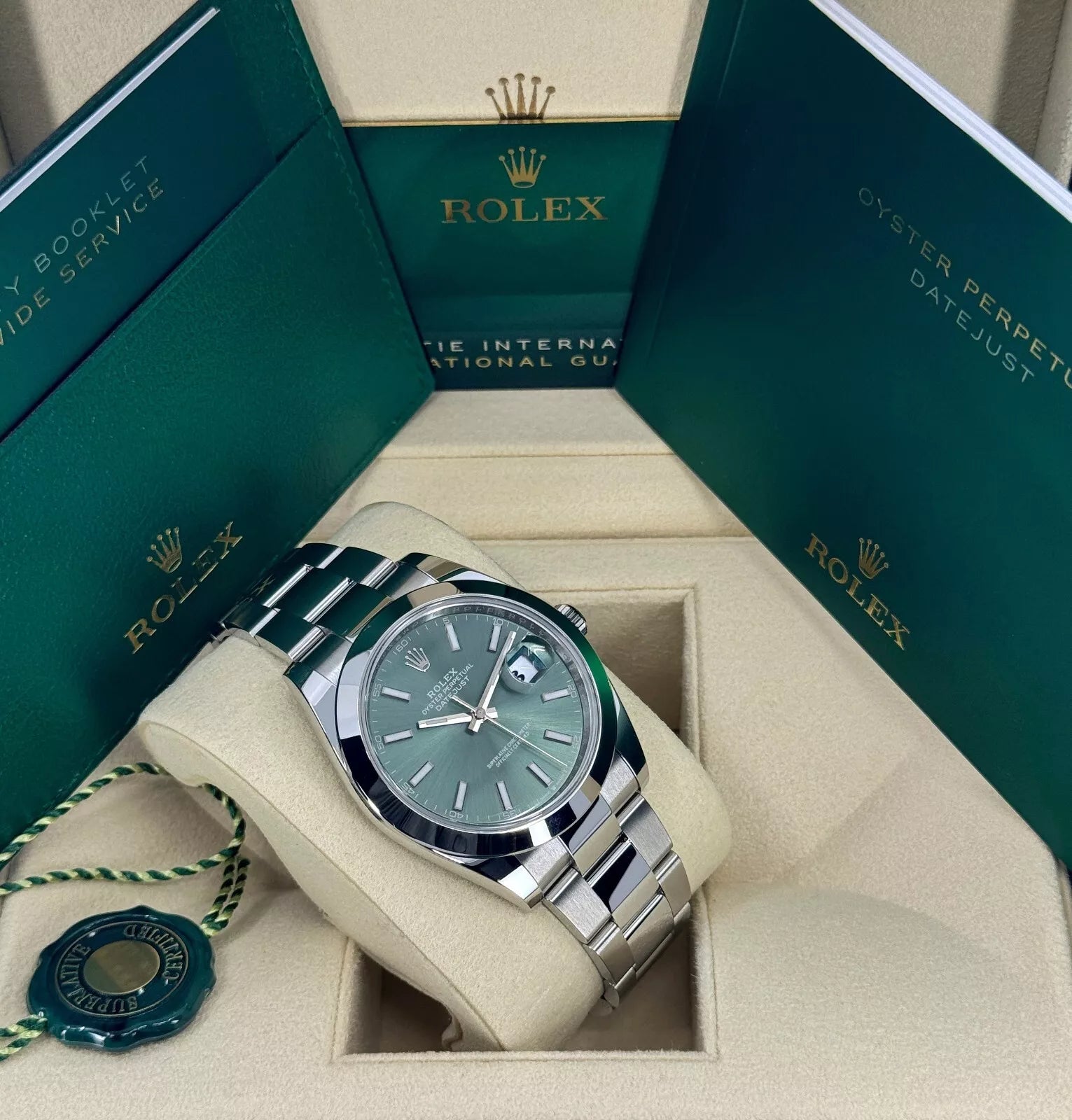 Rolex Datejust 41mm 126300 Mint Green Dial Stainless Steel Oyster Bracelet Watch - Image 2