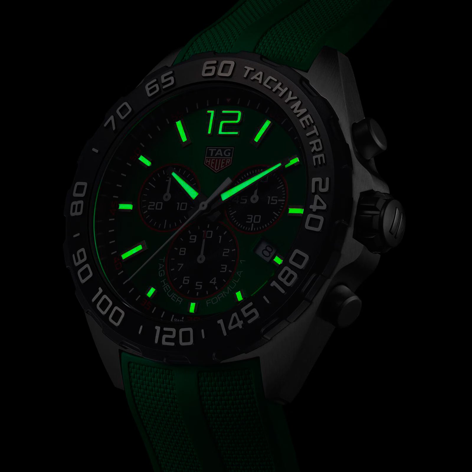 TAG Heuer Formula 1 Quartz Chronograph 200M 43mm Mens Watch Green Rubber CAZ101AP.FT8056 - Image 7