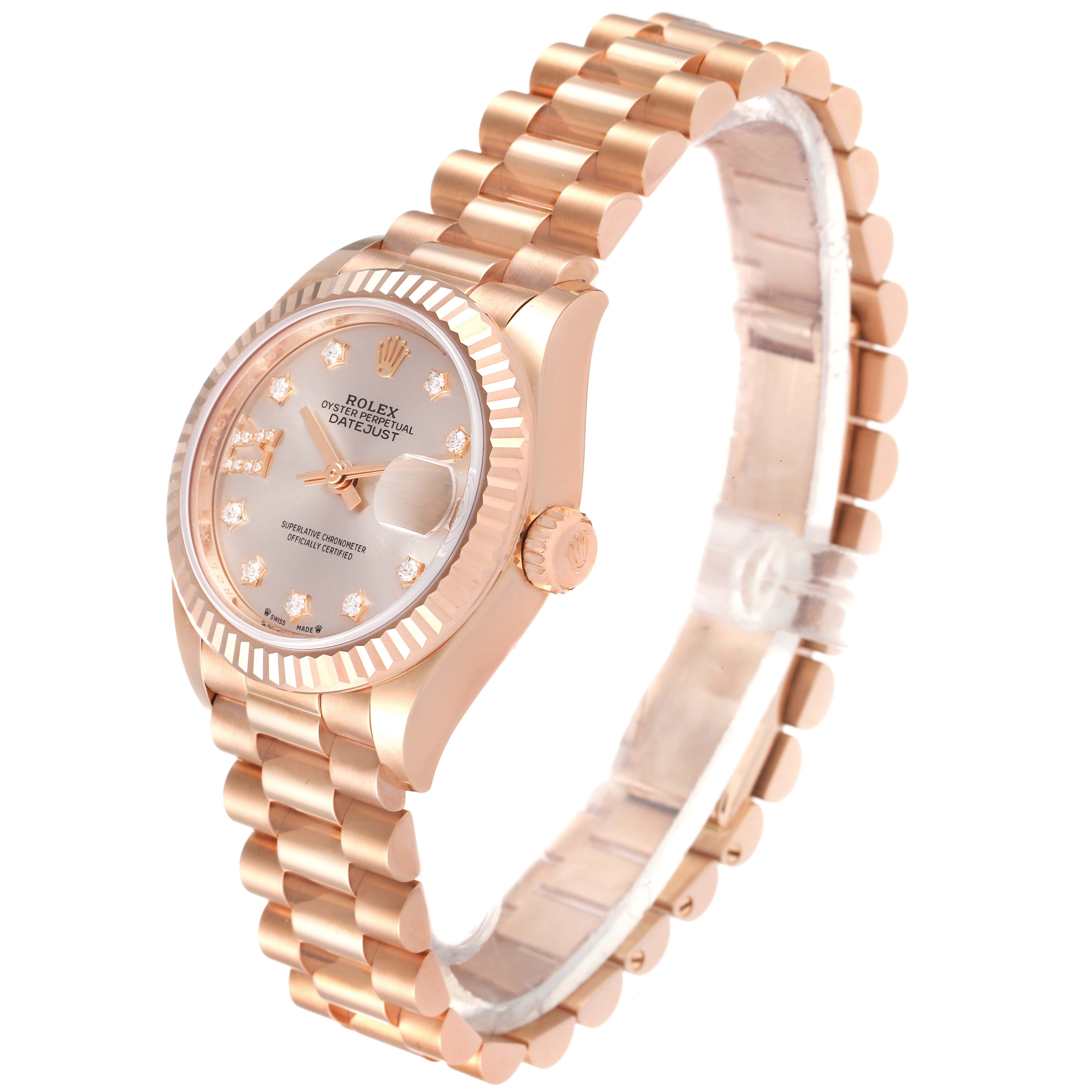 Rolex Lady-Datejust 28mm 279175 Rose Dial President Everose Gold - Image 13