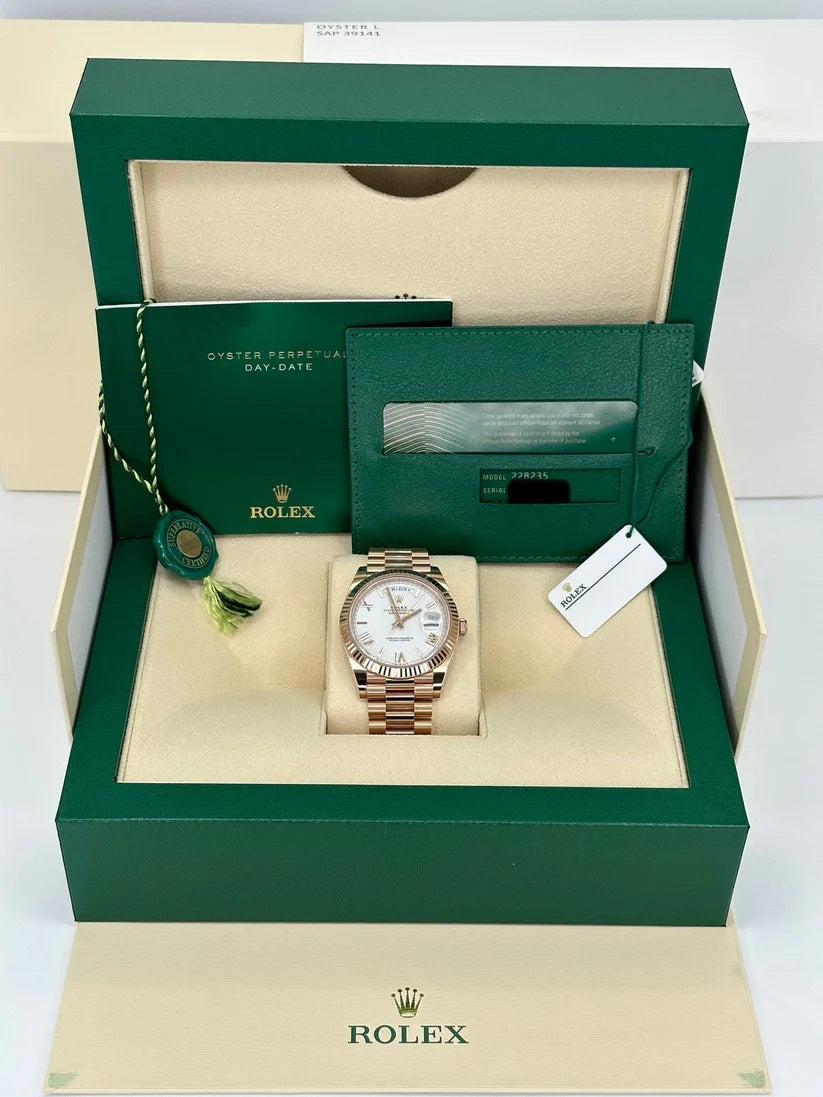 Rolex Day-Date President 40mm Everose Gold White Roman Dial - 228235 - Image 8