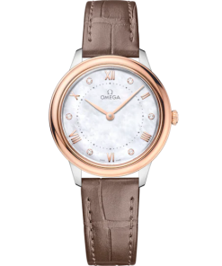 Omega De Ville Prestige 30 mm White Dial with Diamonds Stainless Steel and Sedna�?18k Rose Gold Strap 434.23.30.60.55.001