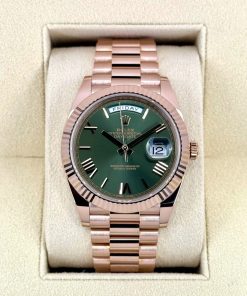 Alternative view of Rolex  Day-Date President 40mm Everose Gold Olive Green Roman Dial - 228235