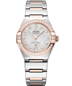 Omega Constellation 29mm Steel And Sedna Gold Case Diamond Bezel PVD Canopus Gold Silver Dial 131.25.29.20.52.003