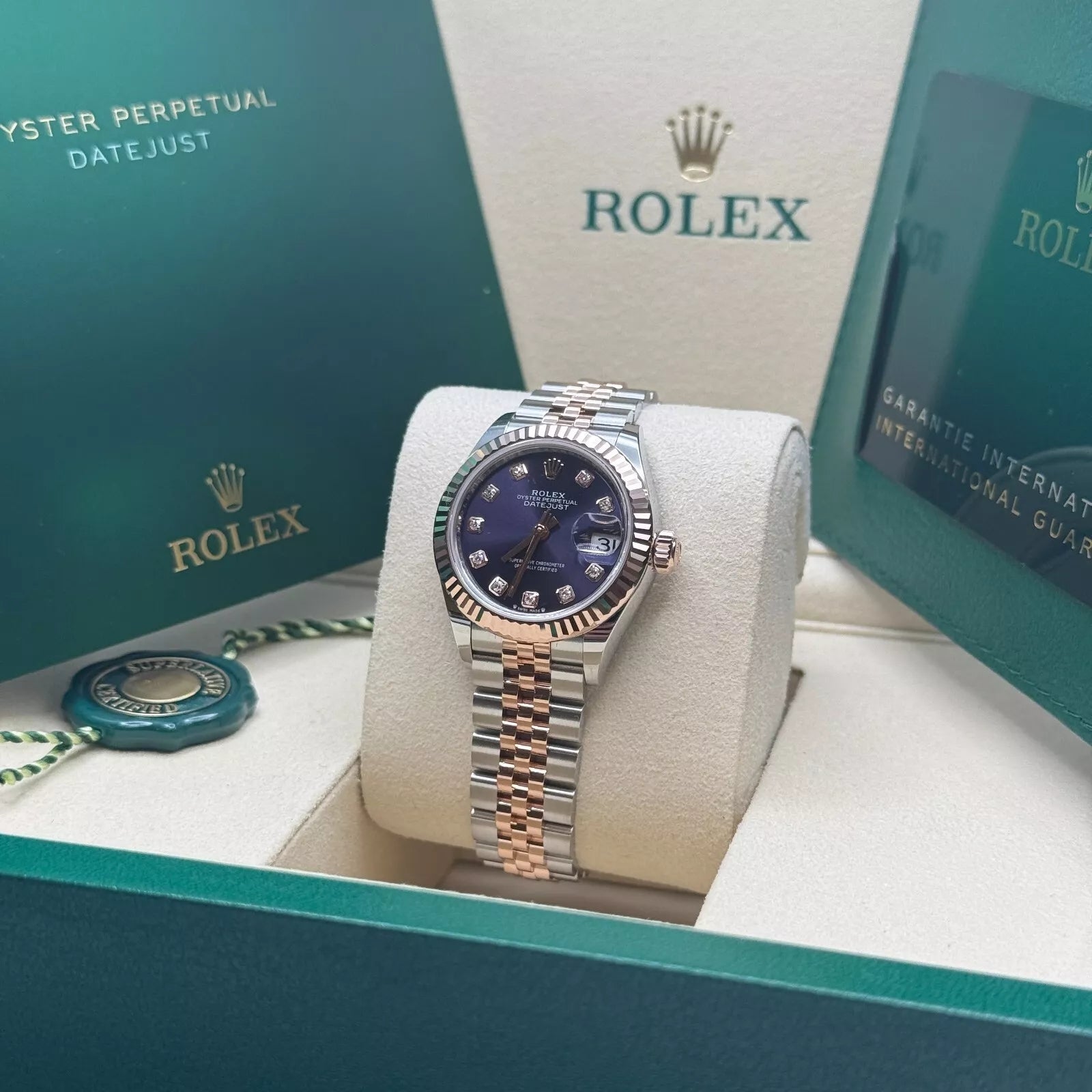 Rolex Lady-Datejust 28mm 279171 Aubergine Diamond Oyster Stainless Steel and Rose Gold - Image 9