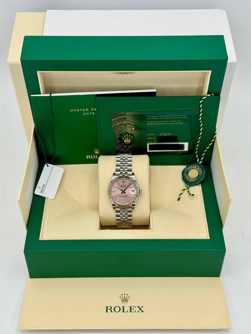 Rolex Datejust m278274-0013/0014 Pink Dial 31mm Fluted Bezel Oyster Bracelet - Image 11