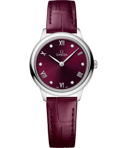 Omega De Ville Prestige 27.5 mm Red Dial Stainless Steel Strap 434.13.28.60.61.001