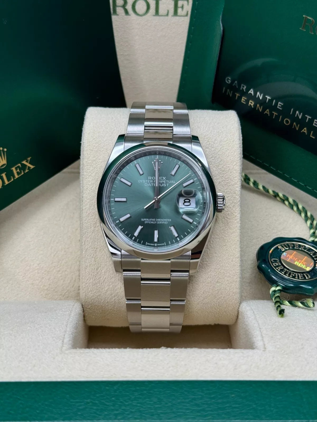 Rolex Datejust 36mm 126200 Mint Green Dial Stainless Steel Oyster Bracelet Watch - Image 3