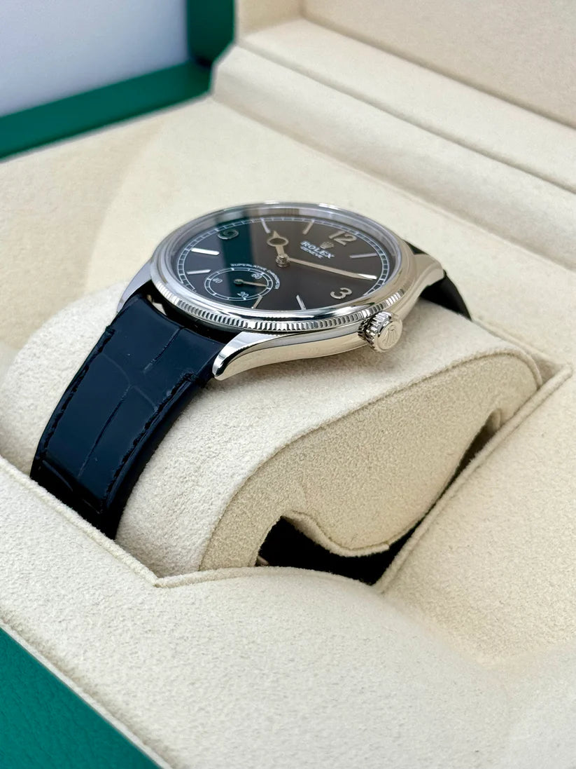 Rolex 1908 White Gold Black Dial Black Alligator Strap - 52509-0002 - Image 7