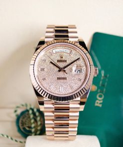 Alternative view of Rolex  Day-Date President 40mm Everose Gold Diamond Pave Dial - 228235