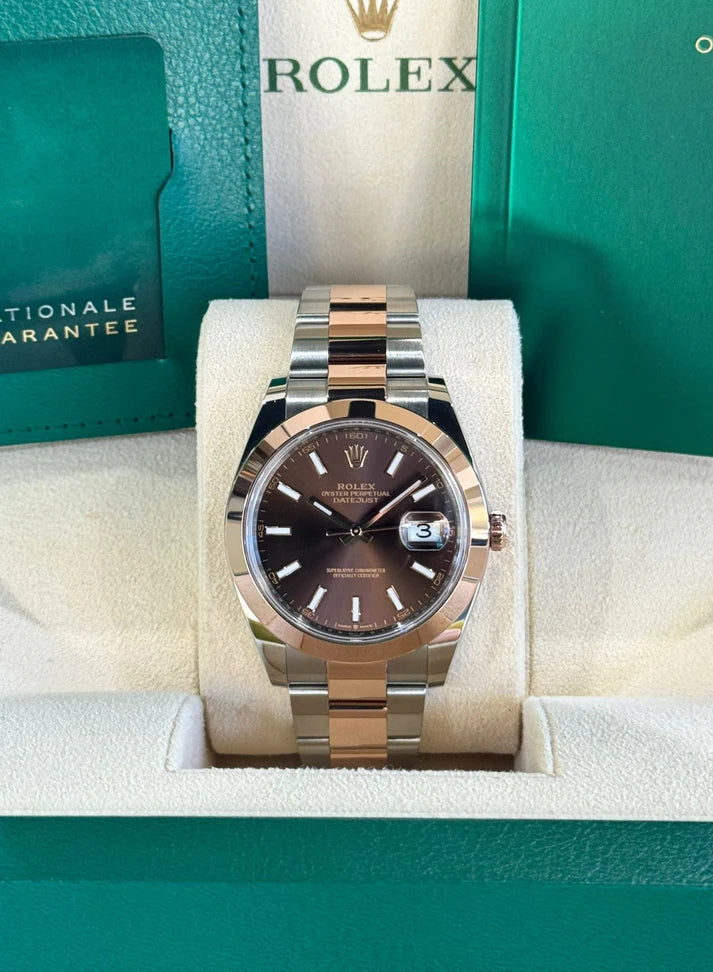 Rolex Datejust 41mm 126301 Chocolate Index Oyster Steel and Everose Gold Watch - Image 3