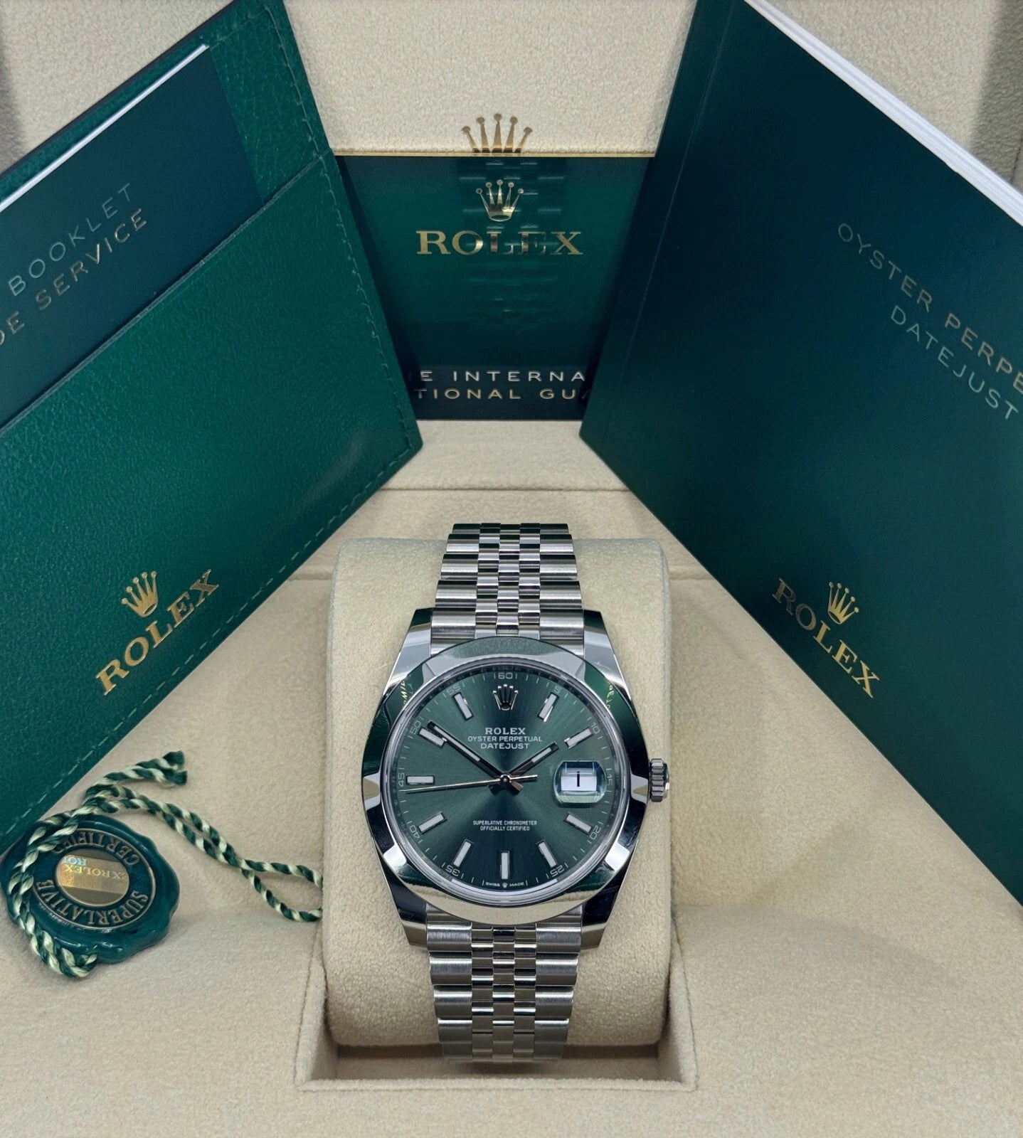 Rolex Datejust 41mm 126300 Mint Green Dial Stainless Steel Oyster Bracelet Watch - Image 11