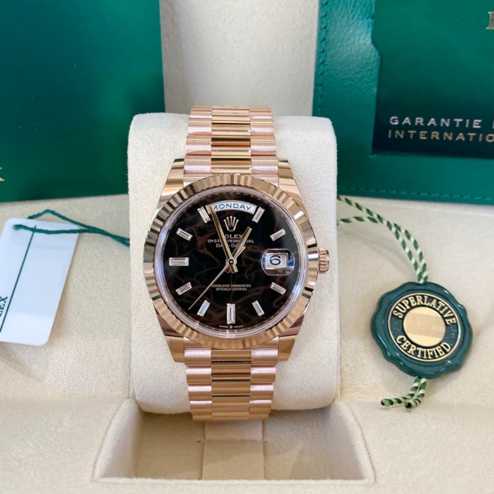 Rolex Day-Date President 40mm Everose Eisenkiesel Diamond Baguette Dial - 228235 - Image 3