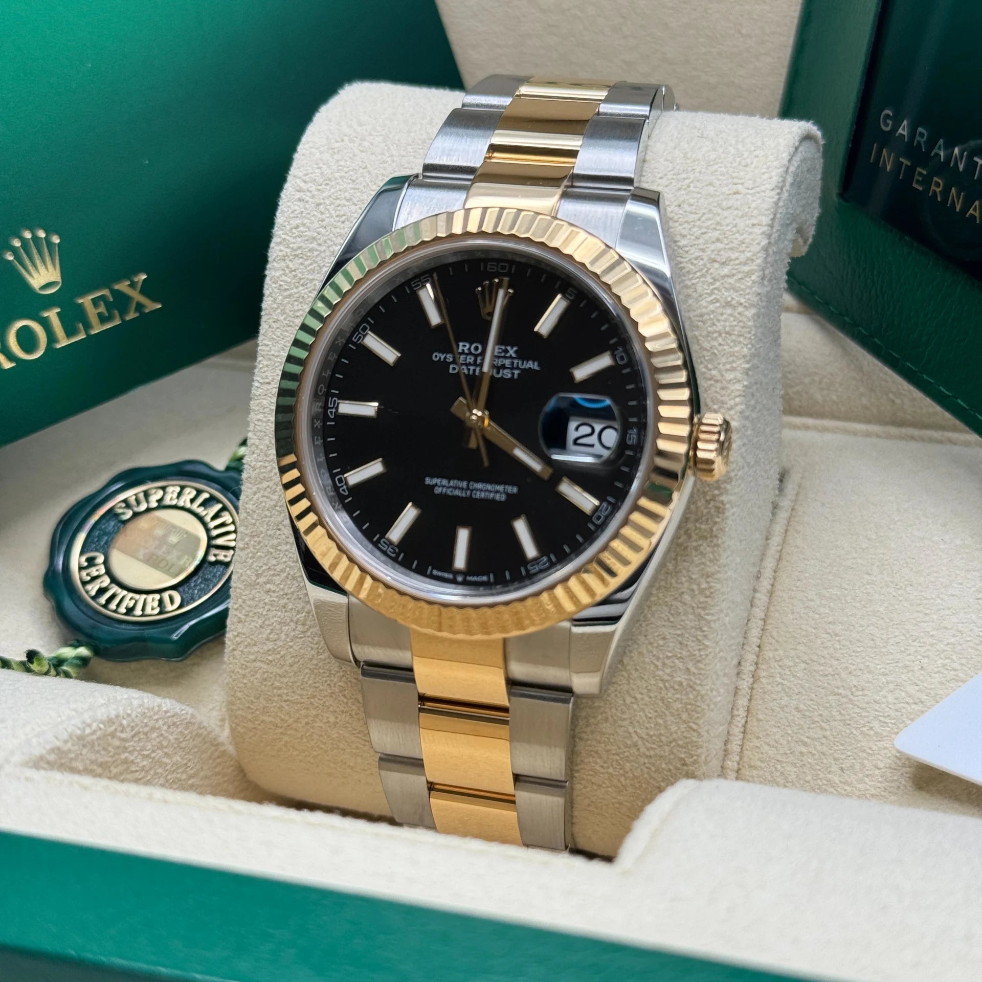Rolex Datejust 41mm Two-Tone Yellow Gold Fluted Bezel Black Index Dial Jubilee - 126333 - Image 3