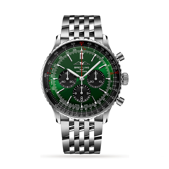 【VIP Advanced customized version�?-Breitling AB0137241L1A1 Navitimer B01 Green Dial - Νew