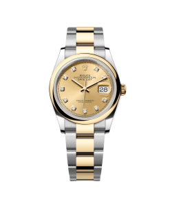 Rolex Datejust 36mm 126203 Champagne Set with Diamonds Dial Domed Bezel Oyster Bracelet