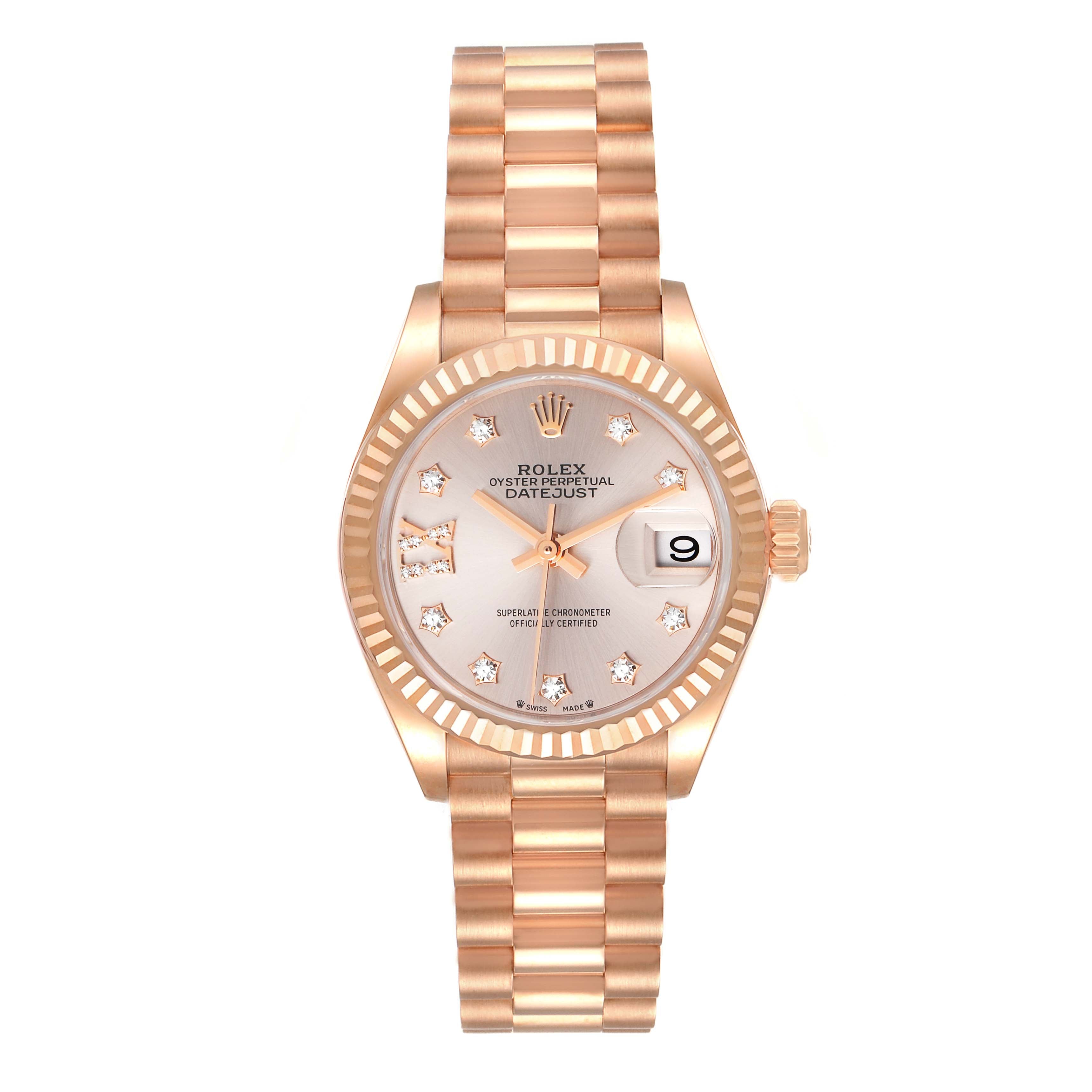 Rolex Lady-Datejust 28mm 279175 Rose Dial President Everose Gold - Image 3