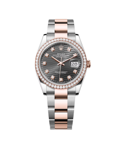 Rolex Datejust 36mm 126281 Slate Fluted Motif Diamond Dial Diamond Bezel and Oyster Bracelet