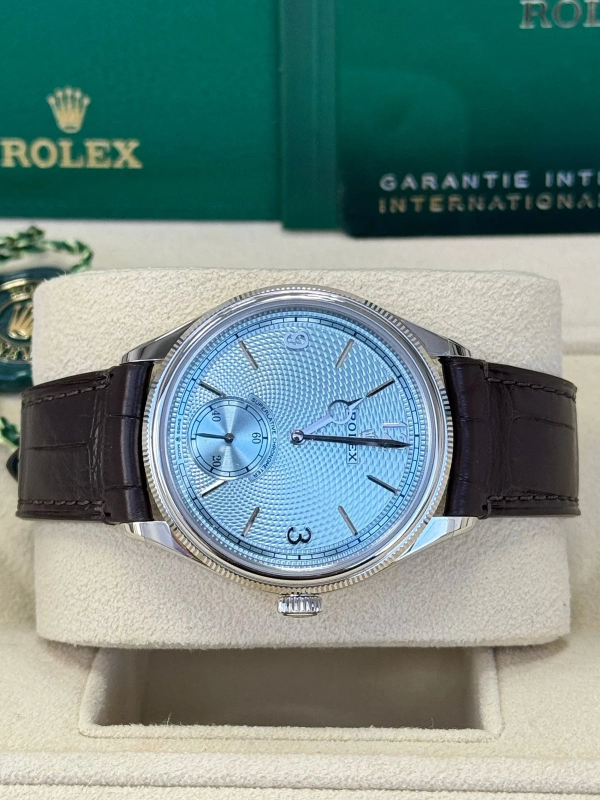Rolex 1908 Platinum Ice Blue Dial Brown Alligator Strap - 52506-0002 - Image 5