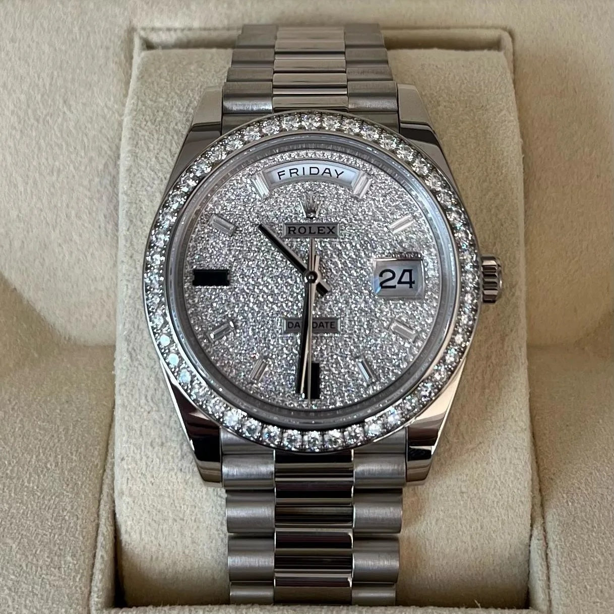 Rolex 228349RBR-0036 Day-Date 40mm 18k White Gold Paved With Diamonds Watch - Image 2