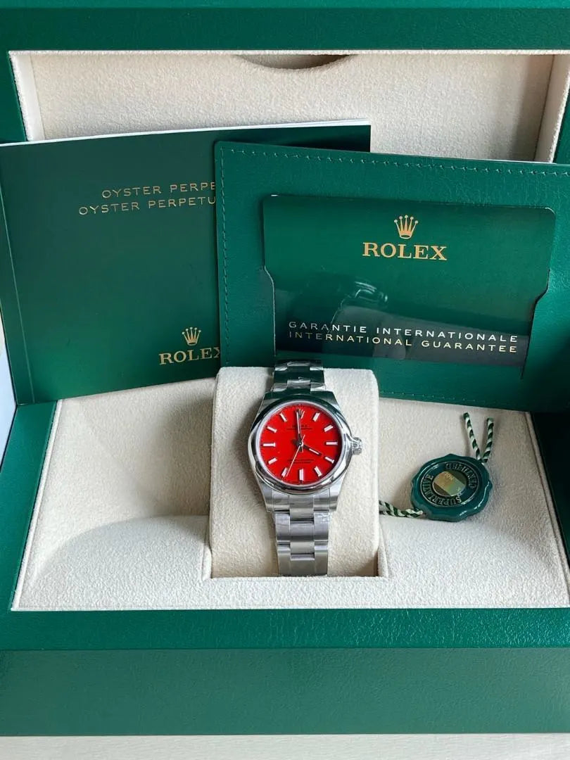 Rolex Oyster Perpetual 31mm 277200-0008 Coral Red Dial Oyster Bracelet Watch - Image 8
