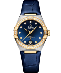 Omega Constellation 36mm Red Dial with Diamonds Stainless Steel and 18k Yellow Gold Strap 131.28.36.20.53.001