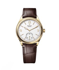 Rolex 1908 Yellow Gold White Dial Brown Alligator Strap - 52508-0006
