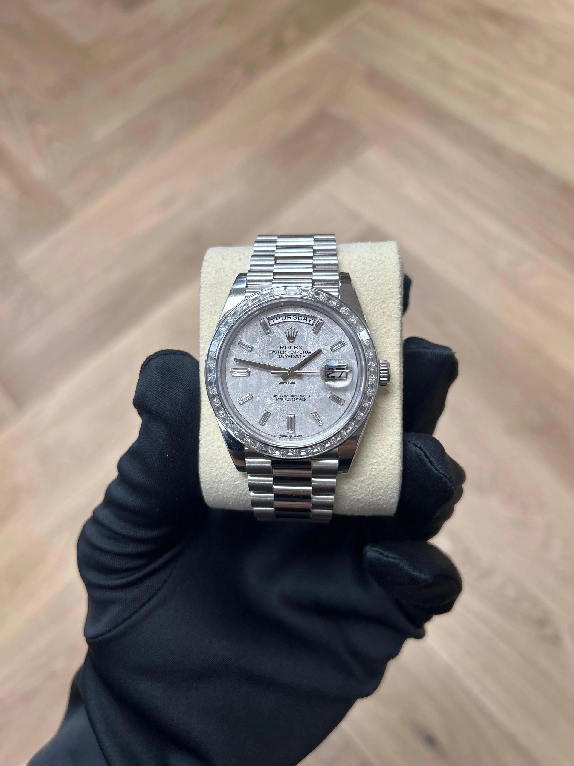 Rolex Day-Date 40mm 228396TBR-0027 Meteoriate Baguette Diamond Dial and Bezel Watch - Image 4